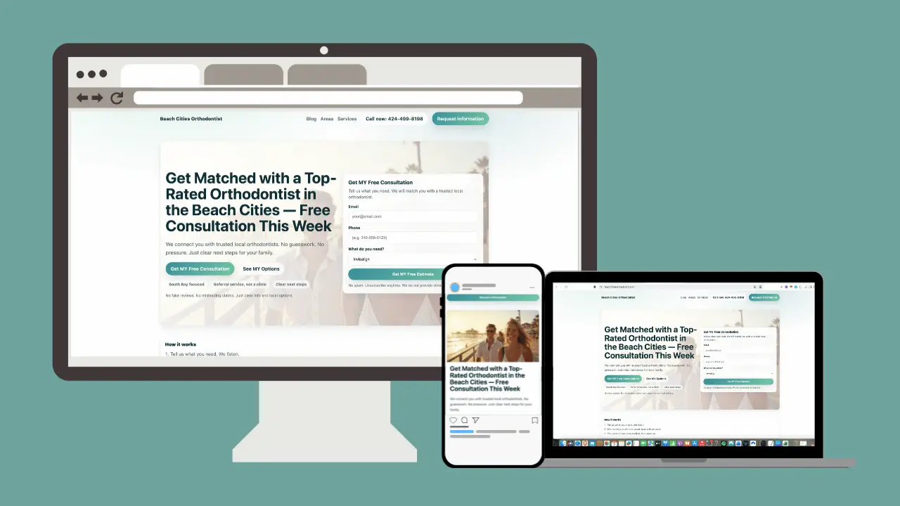 Beach Cities Orthodontist ,  local lead generation website